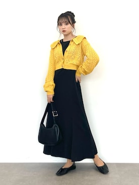 「イエローコーデ」｜「アイテム（その他）」を使った、Harukaさん（レディース・158cm）の冬コーディネート