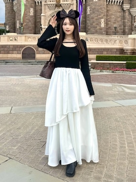 「アイテム（チョーカー）」を使った、Harukaさん（レディース・158cm）の秋コーディネート