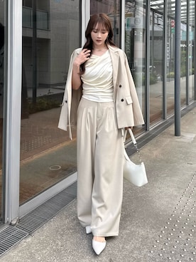 「アイテム（チョーカー）」を使った、Harukaさん（レディース・158cm）の春コーディネート