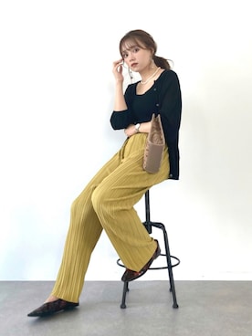「マスタード」｜「アイテム（その他）」を使った、Harukaさん（レディース・158cm）の夏コーディネート