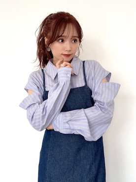 「デニムワンピース」｜「アイテム（その他）」を使った、Harukaさん（レディース・158cm）の春コーディネート