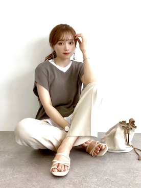 「トングサンダル」｜「アイテム（その他）」を使った、Harukaさん（レディース・158cm）の夏コーディネート