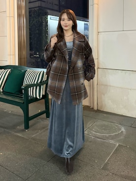 「アイテム（チョーカー）」を使った、Harukaさん（レディース・158cm）の秋コーディネート