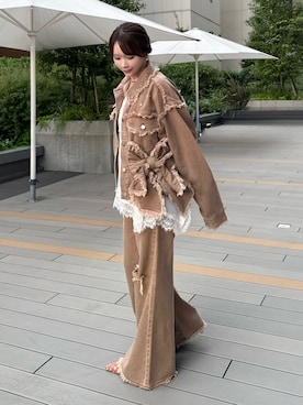 「アイテム（チョーカー）」を使った、Harukaさん（レディース・158cm）の秋コーディネート