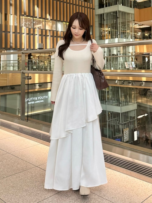 ニットドッキングティアードワンピース（ワンピース）｜Elishe