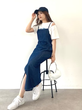 「デニムワンピース」｜「アイテム（その他）」を使った、Harukaさん（レディース・158cm）の夏コーディネート
