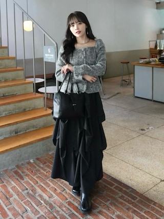 「ERADIE(エラディエ)のSquare Peplum Minimal Jacket スクエアーペプラムミニマルジャケット(その他アウター)」を使った、Harukaさん(レディース・158cm)の秋コーディネート