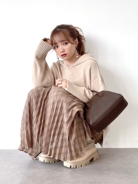 「秋トレンド2021」｜「アイテム（その他）」を使った、Harukaさん（レディース・158cm）の夏コーディネート