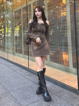 「アイテム（アクセサリー）」を使った、Harukaさん（レディース・158cm）の秋コーディネート