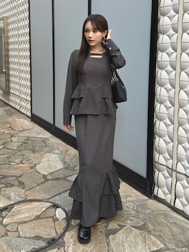 「アイテム（イヤリング）」を使った、Harukaさん（レディース・158cm・20代）の冬コーディネート