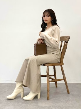 「デザイントップス」｜「アイテム（その他）」を使った、Harukaさん（レディース・158cm）の冬コーディネート