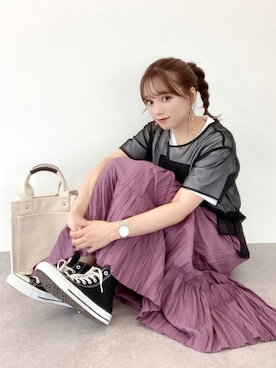 「ハイカットスニーカー」｜Harukaさん（レディース・158cm・20代）の夏コーディネート