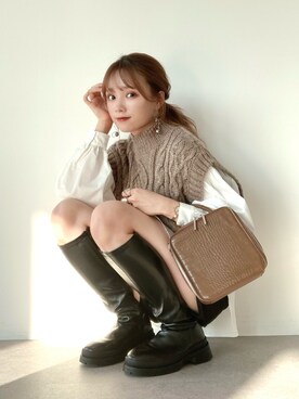 「SLURR（スラ―）のアイテム」を使った、Harukaさん（レディース・158cm）の秋コーディネート