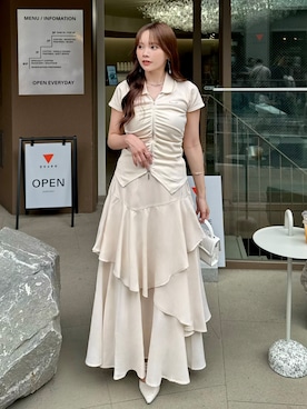 「アイテム（チョーカー）」を使った、Harukaさん（レディース・158cm）の夏コーディネート