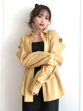 「デニムワンピース」｜「アイテム（その他）」を使った、Harukaさん（レディース・158cm）の春コーディネート