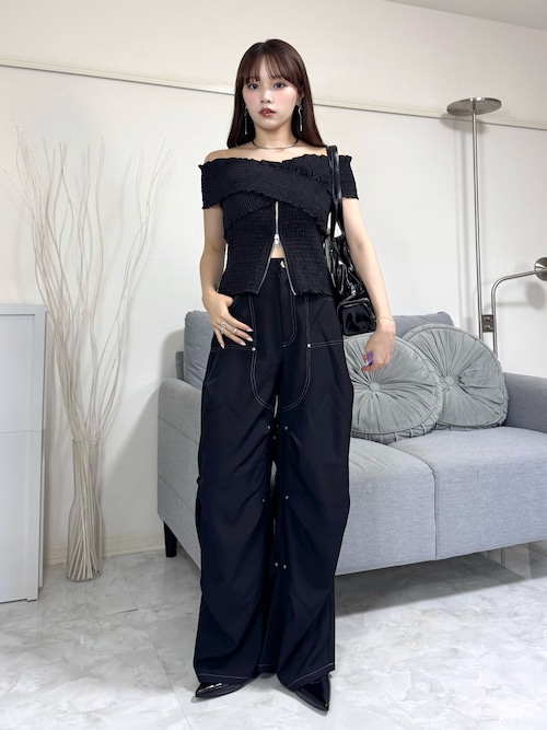 ランダムリベットワイドスラックスパンツ（スラックス）｜VACANCY