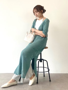 「ロングカーディガン」｜Harukaさん（レディース・158cm・20代）の夏コーディネート