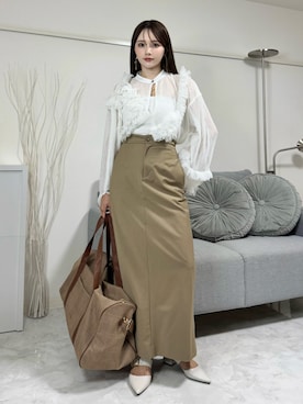 「アイテム（イヤリング）」を使った、Harukaさん（レディース・158cm）の秋コーディネート