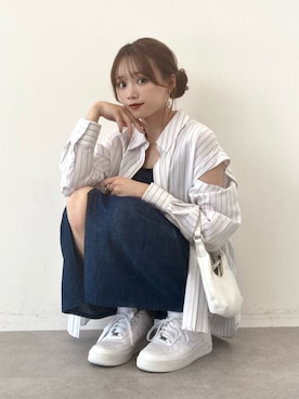 「デニムワンピース」｜「アイテム（その他）」を使った、Harukaさん（レディース・158cm）の夏コーディネート