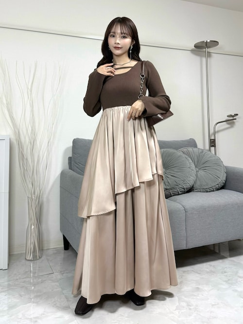 ニットドッキングティアードワンピース