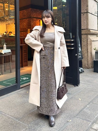 新品 スタンドカラーシェイプドチェスターコート rienda | スタンドカラーシェイプドチェスターコート (コート ) |SHEL