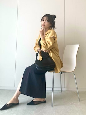 「デニムワンピース」｜「アイテム（その他）」を使った、Harukaさん（レディース・158cm）の春コーディネート