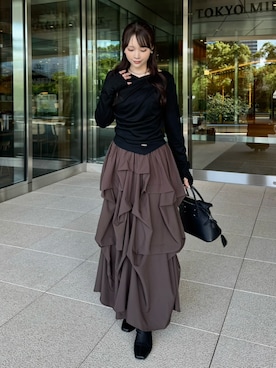 「アイテム（チョーカー）」を使った、Harukaさん（レディース・158cm）の秋コーディネート