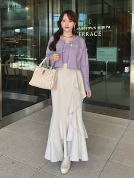 「アイテム（チョーカー）」を使った、Harukaさん（レディース・158cm）の春コーディネート