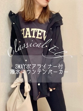 「classicalelf（クラシカルエルフ）のアイテム（マウンテンパーカー）」を使った、MAYU.HASさん（レディース・157cm）の秋コーディネート