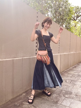 「LA BELLE ETUDE（ラベルエチュード）のアイテム（スカート）」を使った、スザンヌさん（レディース・165cm）の夏コーディネート