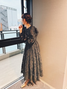 「アイテム（ドレス）」を使った、スザンヌさん（レディース・165cm）の冬コーディネート