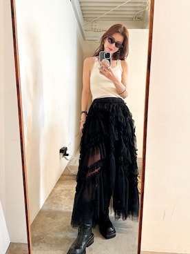 「チュールスカート」｜スザンヌさん（レディース・165cm）の春コーディネート