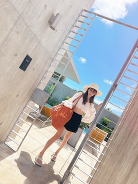 「アイテム（トートバッグ）」を使った、スザンヌさん（レディース・165cm・30代）の夏コーディネート