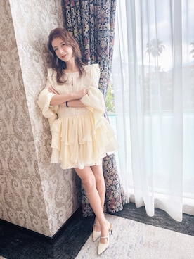 「freneのアイテム（ワンピース/ドレス、ベージュ系）」を使った、スザンヌさん（レディース・165cm）の春コーディネート