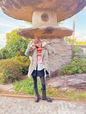 「アイテム（デニムパンツ）」を使った、スザンヌさん（レディース・165cm）の冬コーディネート