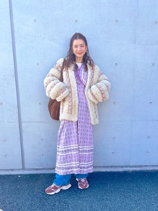 「Freada（フリーダ）のFreada/フリーダ 胸キルト リボン バストカット ワンピース（ワンピース）」を使った、スザンヌさん（レディース・165cm）の冬コーディネート