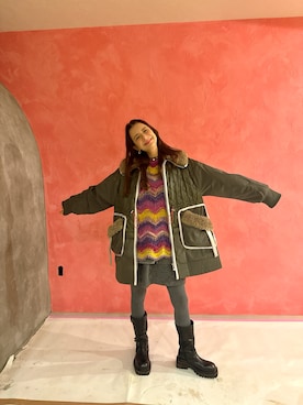 「Ameri（アメリ）のアイテム」を使った、スザンヌさん（レディース・165cm）の冬コーディネート