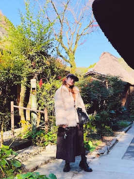 「COEL(コエル)のアイテム(帽子)」を使った、スザンヌさん(レディース・165cm)の冬コーディネート