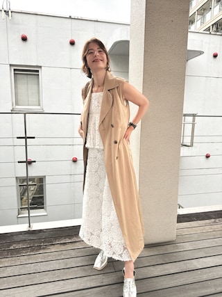 【中古】未使用品 アメリヴィンテージ 4WAY シアードッキングトレンチ トレンチコート ロング ベスト ジレ ベルト M 未使用品 アメリヴィンテージ 4WAY シアードッキングトレンチ トレンチ