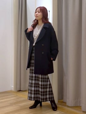 「アイテム（ピーコート）」を使った、小西皐さん（レディース・162cm）の秋コーディネート