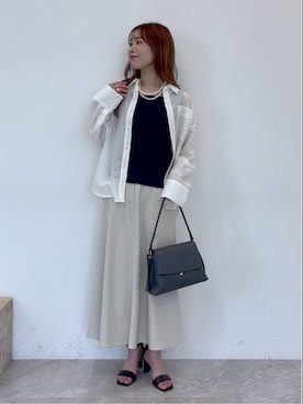 「LOWRYS FARM（ローリーズファーム）のパールタレンネックレス　249411（ネックレス）」を使った、小西皐さん（レディース・162cm）の夏コーディネート