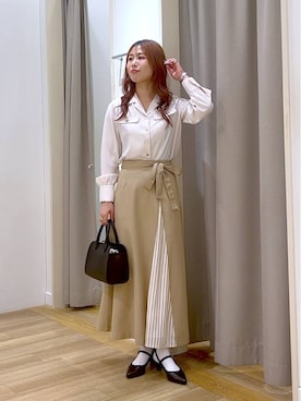 「Andemiu（アンデミュウ）のアイテム（バッグ）」を使った、小西皐さん（レディース・161cm）の春コーディネート