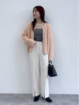 「撥水」｜「アイテム（スラックス）」を使った、小西皐さん（レディース・162cm）の秋コーディネート