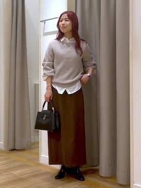 「Andemiu（アンデミュウ）のアイテム」を使った、小西皐さん（レディース・162cm）の秋コーディネート