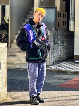 「thisisneverthat（ディスイズネバーザット）のアイテム（パンツ）」を使った、naoki42さん（メンズ・172cm）の冬コーディネート