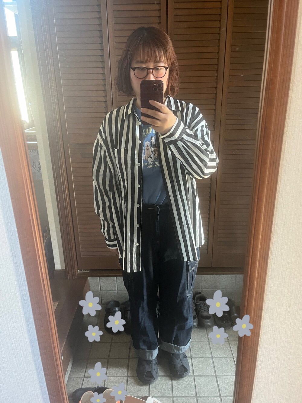 「サンダル、おでかけコーデ、オトナカジュアル、初夏コーデ、150cm台コーデ、おしゃれさんと繋がりたい、お洒落さんとつながりたい」｜「CIAOPANICのアイテム（シャツ/ブラウス、ブラック系）」を使った、MAGOさん（レディース・156cm）の春コーディネートの1枚目の写真