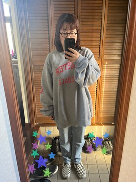 「VANS（バンズ）のSKATE SLIP-ON　VN0A5FCAAUH（スリッポン）」を使った、MAGOさん（レディース・156cm）の冬コーディネート