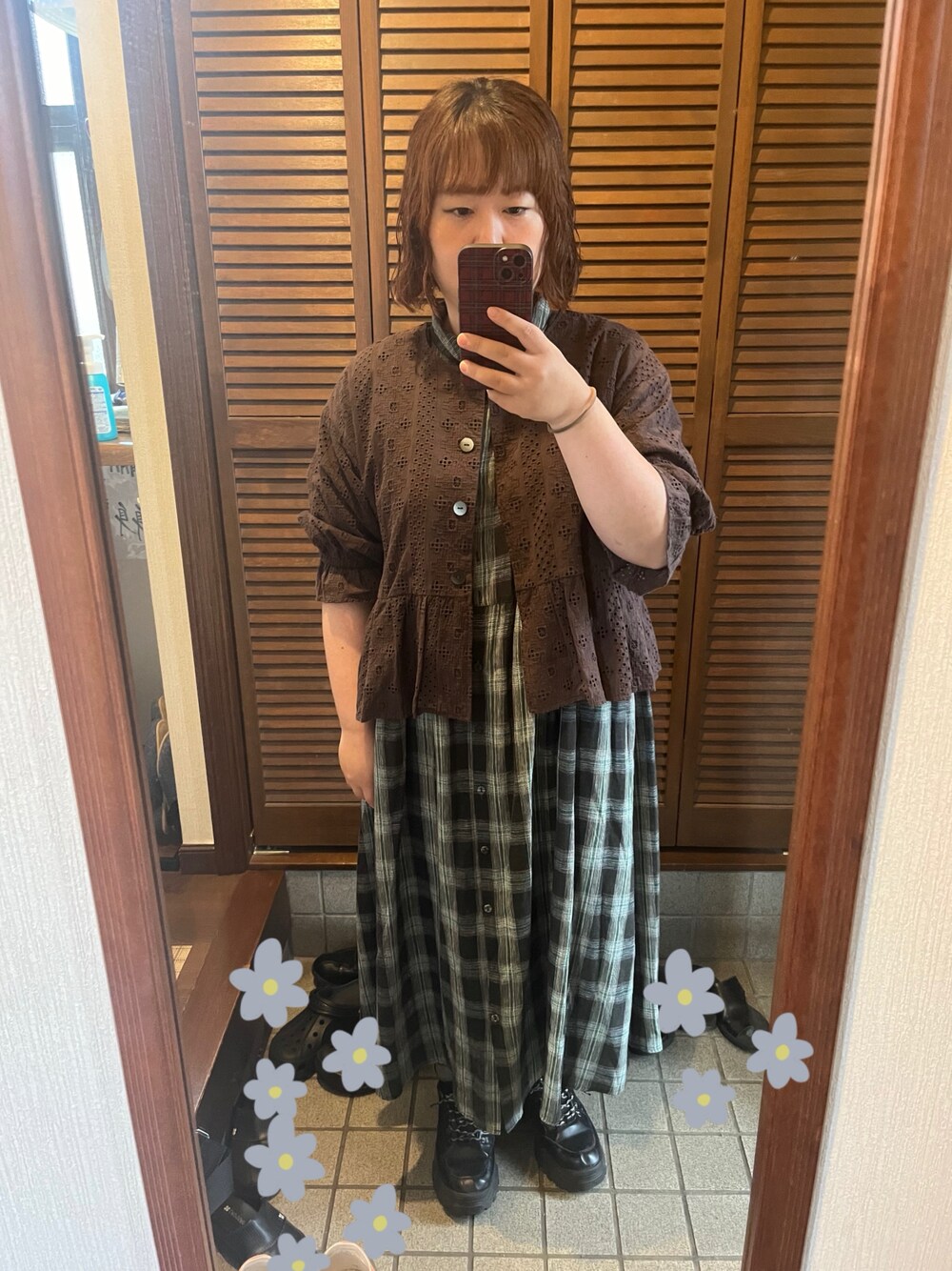 「おでかけコーデ、大人女子、大人かわいい、大人可愛い、雨、休日、SM2」｜「SM2のアイテム（ワンピース/ドレス、グリーン系）」を使った、MAGOさん（レディース・156cm）の春コーディネートの1枚目の写真