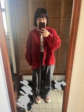 「アイテム（ブルゾン、レッド系）」を使った、MAGOさん（レディース・156cm）の秋コーディネート