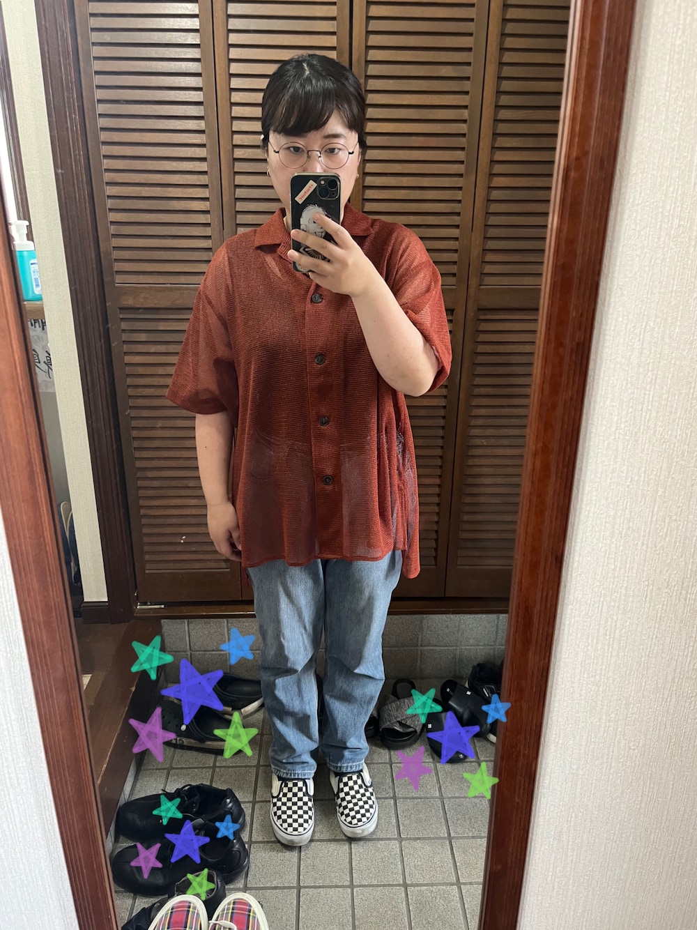 「オトナカジュアル、ゆるコーデ、夏ファッション、おしゃれさんと繋がりたい、ootd、大人ファッション、パンツコーデ、仕事コーデ、夏、オトナ女子」｜「AMERICAN HOLICのアイテム（トップス、レッド系）」を使った、MAGOさん（レディース・156cm）の夏コーディネートの1枚目の写真